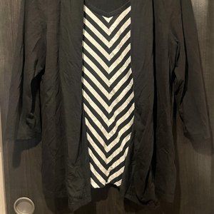Chic Comfort Collection Long Sleeve Black and white stripe Blouse